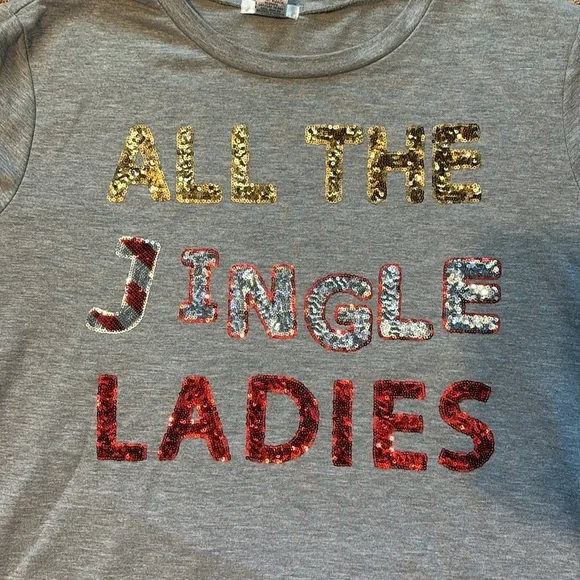 Isela Gray Sequin 'All The Jingle Ladies' Lighweight Sweatshirt EUC - Picture 6 of 6